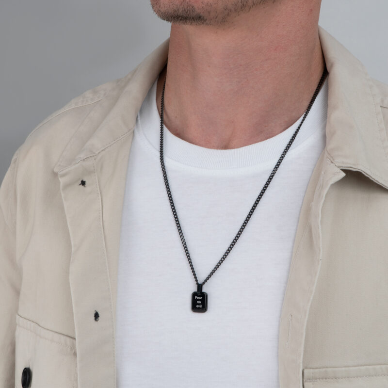 Custom Black Tag Necklace for Men - Image 2