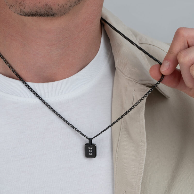Custom Black Tag Necklace for Men - Image 4
