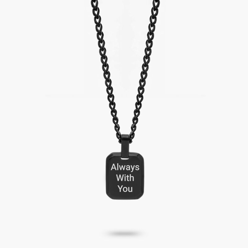 Custom Black Tag Necklace for Men