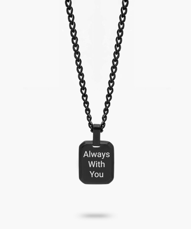 Custom Black Tag Necklace for Men