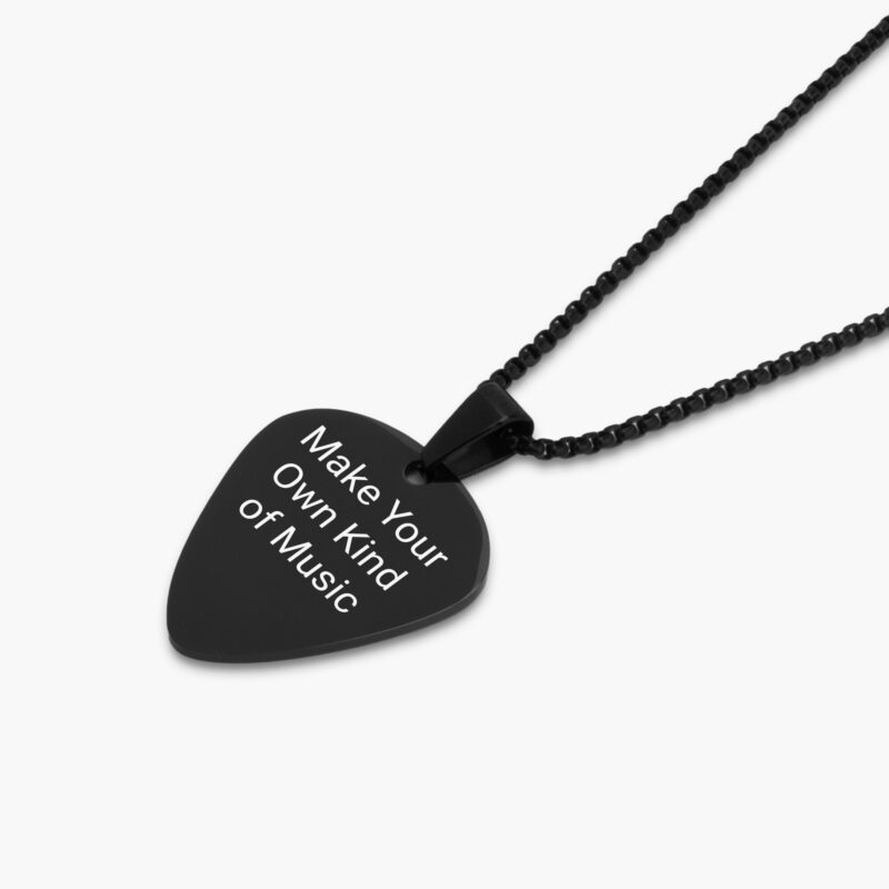 Personalized Black Guitar Pick Necklace for Men